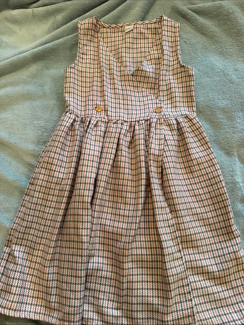 Pink and Green Check Pinafore Dress for Girls